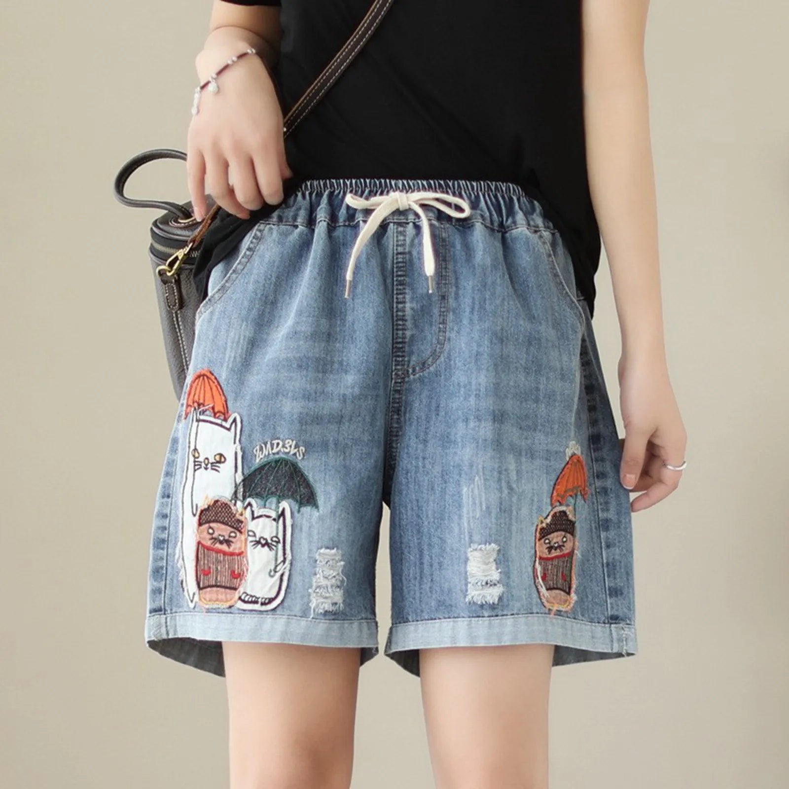 Cartoon Denim Shorts
